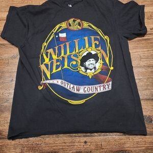 Zion Rootswear Black Tee with Willie Nelson Graphic